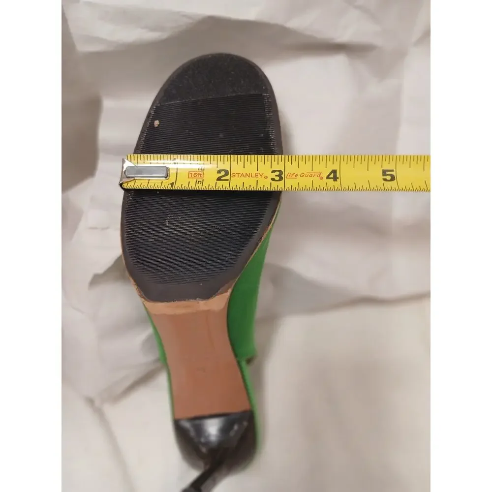 Guillaume‎ Hinfray Satin Slingback Pumps 41 Green Bow Studs Wedding Prom Formal